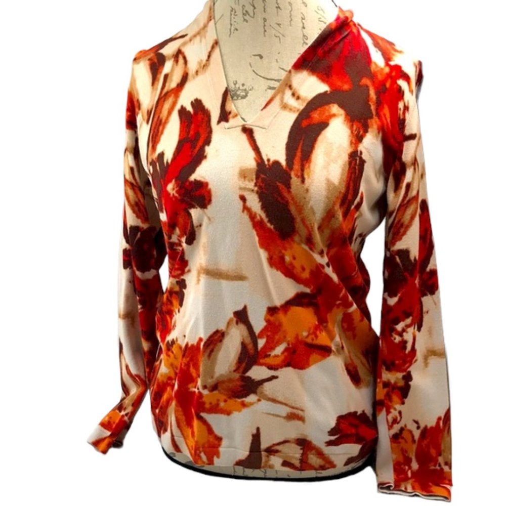 Carmen Fall V-Neck Top Size L